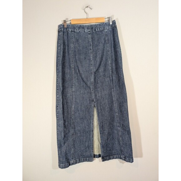 Eddie Bauer Women Denim Jean Maxi Skirt Sz 10 Tall Cottagecore Country Modest - Picture 2 of 8